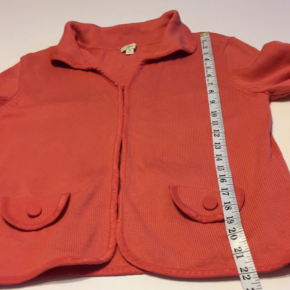 J Jill Pink Peach Cotton Silk Blend Cardigan Sweater Size Medium - Picture 12 of 14